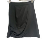 Alice + Olivia Black Mini Skirt Faux Wrap Drape Front Classic Black Skirt Size 2