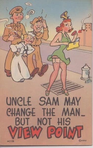 Postcard - Military - Humor - Uncle Sam Change the Man Not Viewpoint - Unposted - Picture 1 of 2