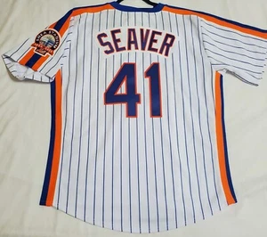 AUTHENTIC MAJESTIC MEDIUM TOM SEAVER NEW YORK METS JERSEY TBTC 6240 MADE USA - Picture 1 of 10