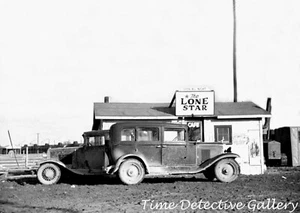 Vintage Cars,Lone Star Cafe, Oil Field, Marion County, Ill - 1940 - Photo Print - Picture 1 of 1