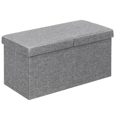 Costway Folding Storage Ottoman 30" W, Fabric Upholstery In Gray W/ Lift Top - Image 1 of 4