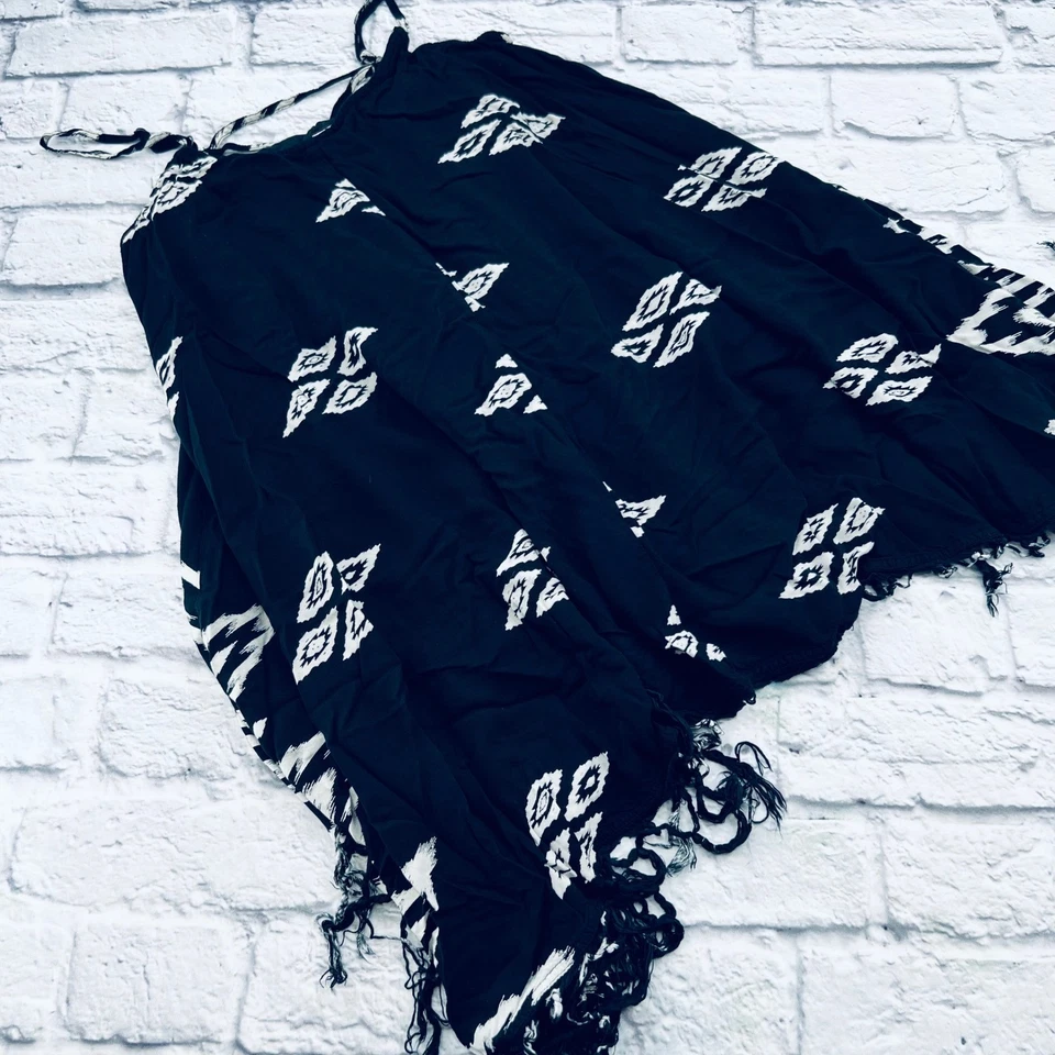 Mini Vestido Billabong Negro Cubrir Correa para Corbata Estampado Blanco Flecos S P Foto 1 de 4