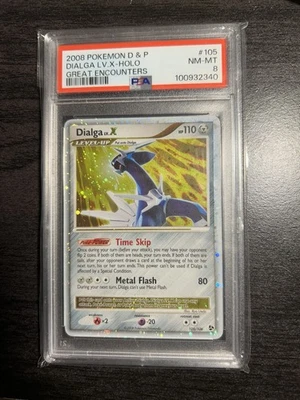 PSA 8 NM - MINT - DIALGA LV. X # 105 - 2008 Pokemon D & P Great Encounters Holo - Image 1 of 4