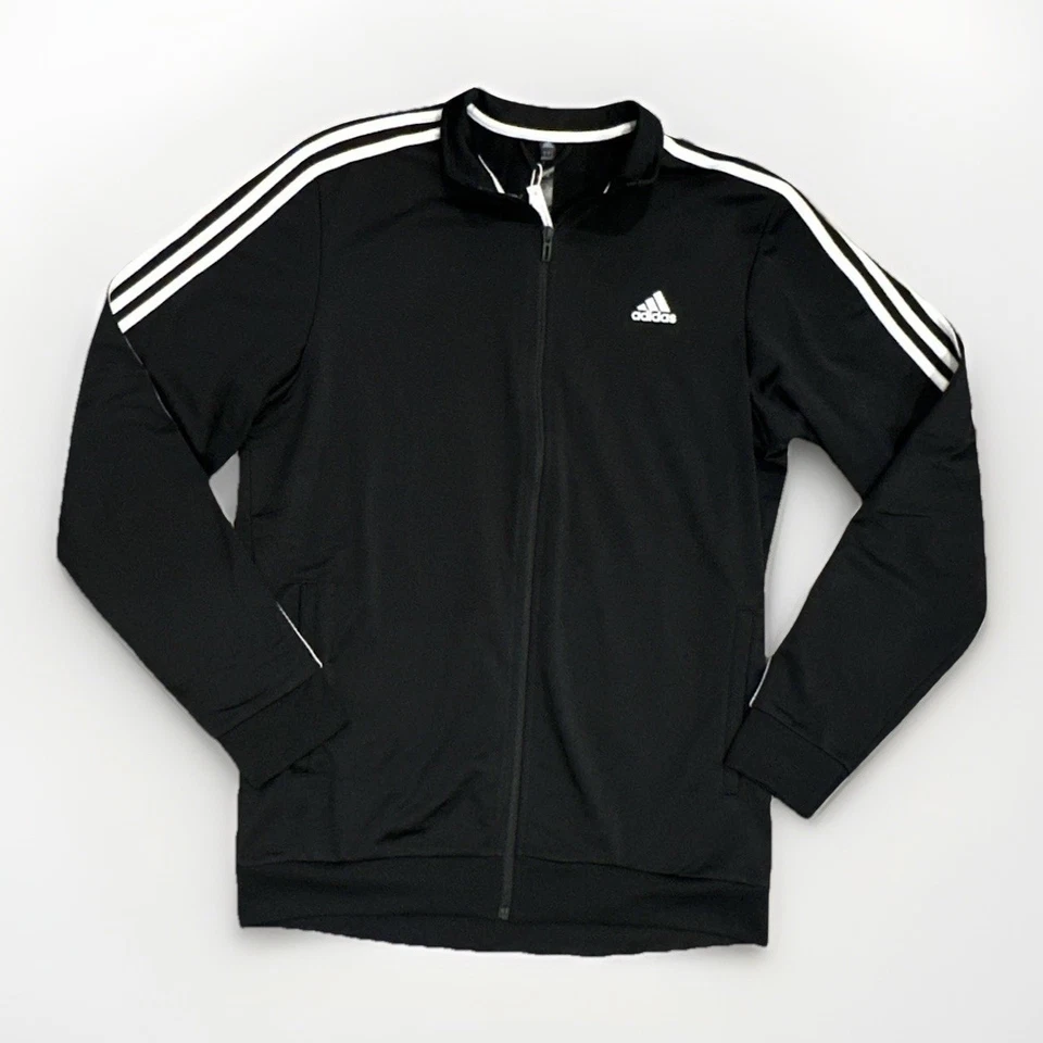 Adidas 3 Stripe Mens Women Track Jacket Black/White Small Unisex Athletic