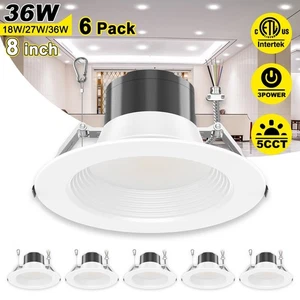 6 Pack 8Inch 2700K/3000K/3500K/4000K/5000K Shop LED Recessed Ceiling Down Lights - Picture 1 of 12