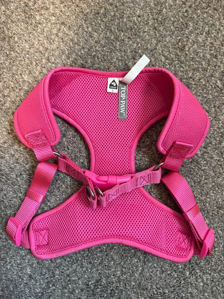 Arnês confortável acolchoado de neoprene Top Paw rosa quente grande  - Imagem 1 de 3