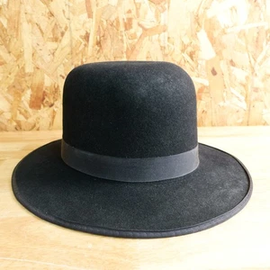 ÁGUILA VOLADORA FIELTRO NEGRO AMISH SOMBRERO CINTA DE TELA TALLA 7-1/8" Largo Ovalado - Imagen 1 de 9