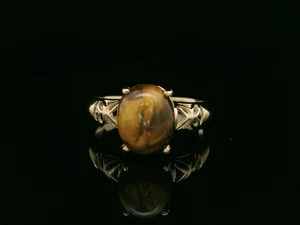 Ring 9 kt Gelbgold & Tigerauge - Größe N - Bild 1 von 12