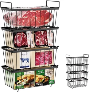 Chest Freezer Baskets 4 Pack Stackable Freezer Storage Baskets for 198L Chest... - Picture 1 of 12