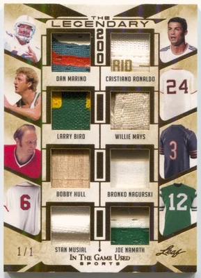 2022 Leaf ITG Marino Cristiano Ronaldo Larry Bird Willie Mays 8 Jersey Patch 1/1 - Image 1 of 4