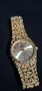 OROLOGIO DA POLSO VINTAGE ELGIN diamante tono oro pepita bracciale quarzo non testato  - Foto 1 di 12