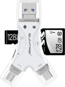 Lecteur de Carte SD pour iPhone/ipad/Android/Mac/Ordinateur/Caméra,4 en1 Micro Blanc - Photo 1/8