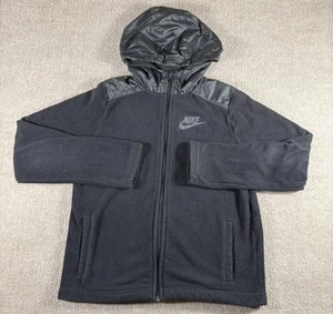 Nike Jacket Youth Large Black Fleece Full Zip Hooded BV4506-011 Polyester Logo - Picture 1 of 10