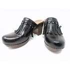Dansko Women Black Tassel Mule Heel Shoe Size 10.5 EUR 41 Slip On