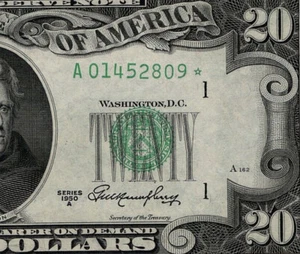 1950a $20 Federa Reserve Note Boston STAR NOTE Fr.2060-A* PMG 63 EPQ (FJ) - Picture 1 of 4