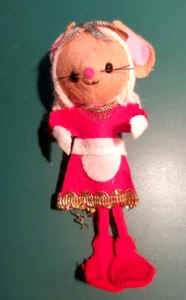 Vtg. Red Felt Mouse Ornament Bendable Christmas Holiday Made In Japan 4.5" - Picture 1 of 6