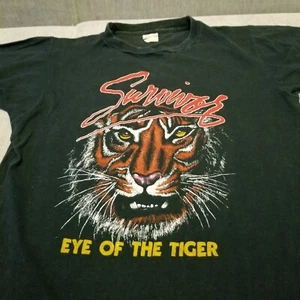Vtg Survivor Eye Of The Tiger 1982 Rock Band Tour Single Stitch T-Shirt 80s Sz L - Picture 1 of 11