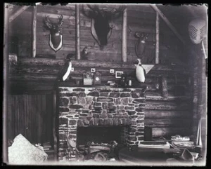 ONE EARLY 1900s ANTIQUE GLASS NEGATIVE, NEWPORT, ME, "CABIN SCENES" #5 - Picture 1 of 2