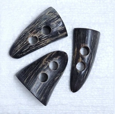 Dark Horn Toggle Button 1.2" - 1.6" Half Tip Duffle Coat Jacket Bag Sewing Craft - Image 1 of 4