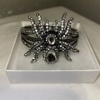 Women’s Gothic Spider Bracelet Hinged Cuff Crystal Design Costume Jewelry