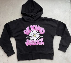 Justice Girls Hooded sweatshirt Top size 7-8 Small Purple Logo Be Kind Black - Picture 1 of 6