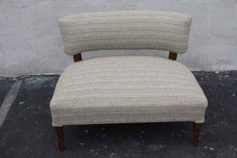 Mid-Century Modern Maple Bench Love Seat, New Upholstery Cover