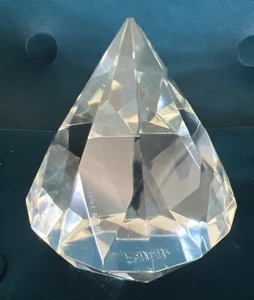 Tiffany & Co Diamond Cut Faceted Crystal Paperweight Signed - Picture 1 of 5