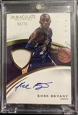 KOBE BRYANT 2014-15 IMMACULATE GAME-WORN PATCH Jersey AUTO /75 Autograph