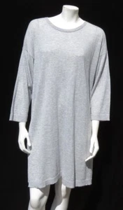 NEW $228 EILEEN FISHER L Gray Tencel Merino Wool Alpaca Sweater Tunic Top Bateau - Picture 1 of 6