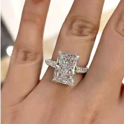 7Ct IGI Certified Lab Grown Radiant Cut Engagement Diamond Ring 14K White Gold - Image 1 of 4