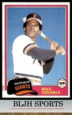1981 Topps #484 Max Venable San Francisco Giants  RC, DP  (1B8)