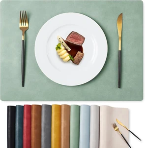 Vinyl Placemats Set of 4-12 X 17 Inch - Faux Leather 100% Waterproof Oil-Proof W - Picture 1 of 29