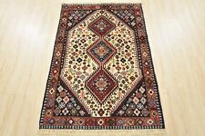 Vintage Tribal Oriental 3’5” x 5’1” White Wool Traditional Hand-Knotted Area Rug