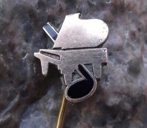 Vintage goldener Flügel und schwarze Musiknote geformte Musik Pin Anstecker - Bild 1 von 2