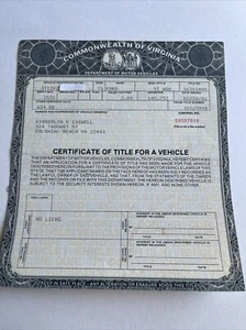 1973 Ford Station Wagon ST WGN Certificate Historical Document Virginia - Picture 1 of 4