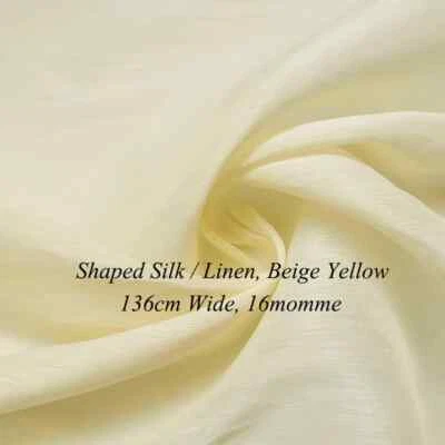 53''Wide By Yard Beige Stiff Shaped Silk Linen Natural Slubbed Silk Flax Fabric  - Image 1 of 4