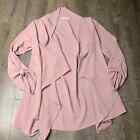 Entro Cardigan Sweater Womens Size Small Pink Drape Open Front Roll Tab Sleeves