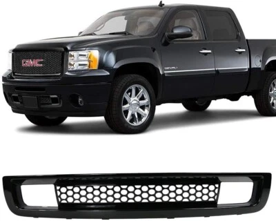 Grelha inferior frontal preta brilhante plástico ABS Denali 2007-2013 GMC Sierra 1500 - Imagem 1 de 4