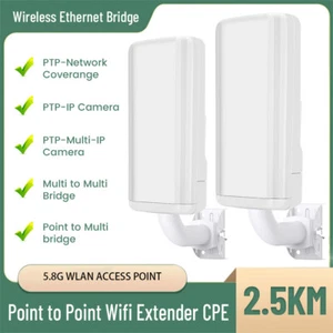5.8G 2,5 km Bezprzewodowy most Point-to-Point WIFI Bridge 1000Mbps Przedłużacz sieci - Zdjęcie 1 z 24