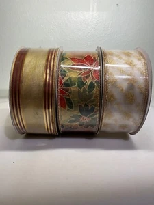 Wired Ribbon 2-1/2” wide, 3-50 Yard Spools, gold tones, (2.1) - Picture 1 of 1