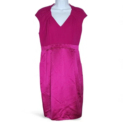 Коктейльное платье Carmen Marc Valvo с рукавами-крылышками малиновое розовое размер 10 - Изображение 1 из 4