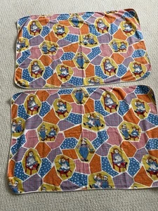 Vintage 70's RAGGEDY ANN & ANDY Print Receiving Baby Blanket 27"x39” (Set of 2) - Picture 1 of 2