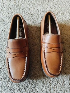 Florsheim Kids Saddle Tan Penny Loafers Memory Foam size 4.5M Jasper Driver NEW - Picture 1 of 8