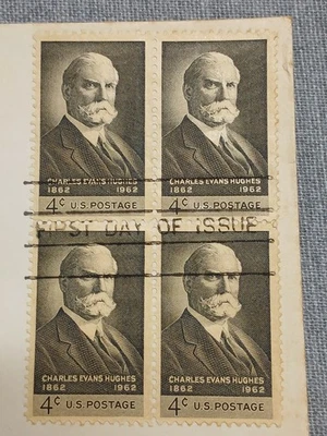 US 4 Cent Charles Evans Hughes Block of Four First Day Cover 1962 Collectible - Image 1 of 4