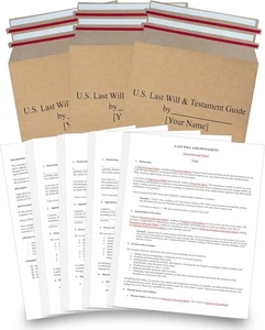 2025 Last Will and Testament Kit (3-Pack) DIY Estate Planning Forms, Lawyer-Prep - Picture 1 of 7