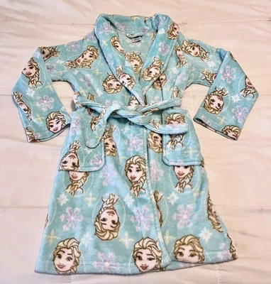 Disney Girls Blue Frozen Elsa Soft Plush Bath Robe Sleepwear Kids Size 10 - Image 1 of 4