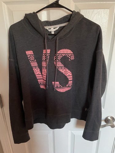 UNDERCOVER Felpa con cappuccio Victorias Secret fiocco di neve cropped taglia XL grigia