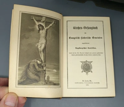 1898 Gesangbuch German Hymnal Leather/Hardboard Slipcase Concordia Publishing - Image 1 of 4