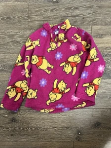 Vintage Disney Pooh Pullover Sweater Jacket Fleece Pink Size 5/6 Kids - Picture 1 of 8