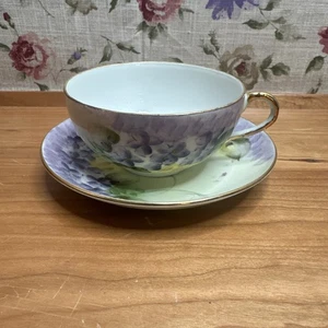 Taza de té y platillo vintage Takito Lusterware flores florales Moriage Japón - Imagen 1 de 9